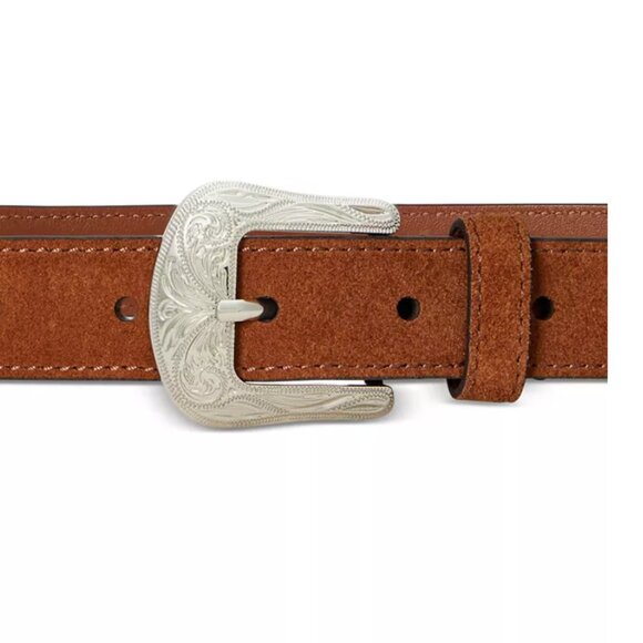 Lauren Ralph Lauren Tooled-Buckle Leather Belt Tan